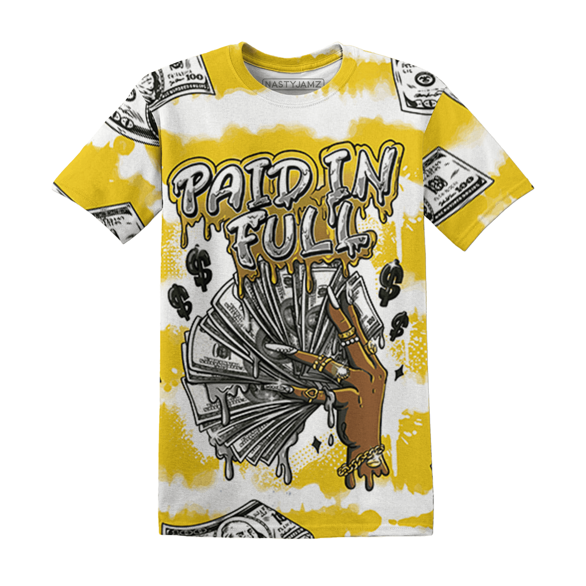 Vivid Sulfur 4s T Shirt Match Paid In Full 3D All-Over Print - NastyJamz