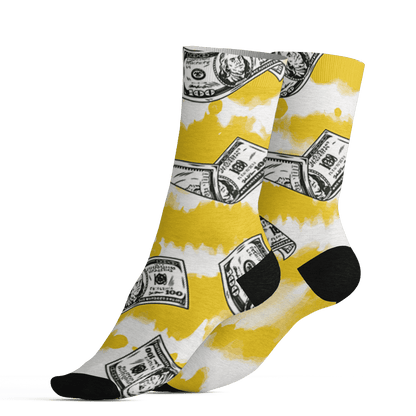 Vivid Sulfur 4s Socks Match Paid In Full 3D All-Over Print - NastyJamz
