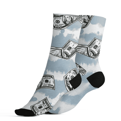 Blue Grey 13s Socks Match Paid In Full 3D All-Over Print - NastyJamz
