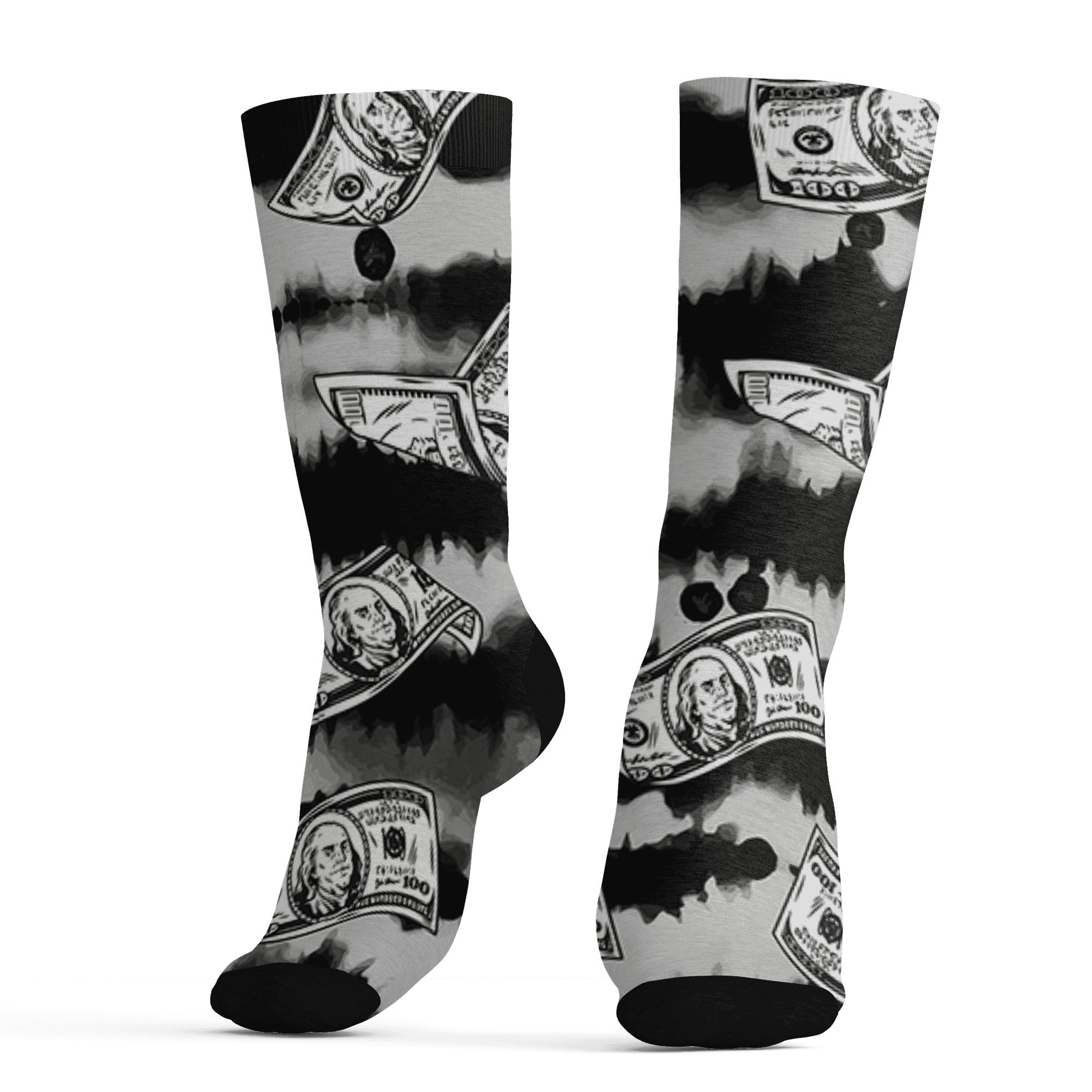 Retro High OG Black White 1s Socks Match Paid In Full 3D All-Over Print - NastyJamz