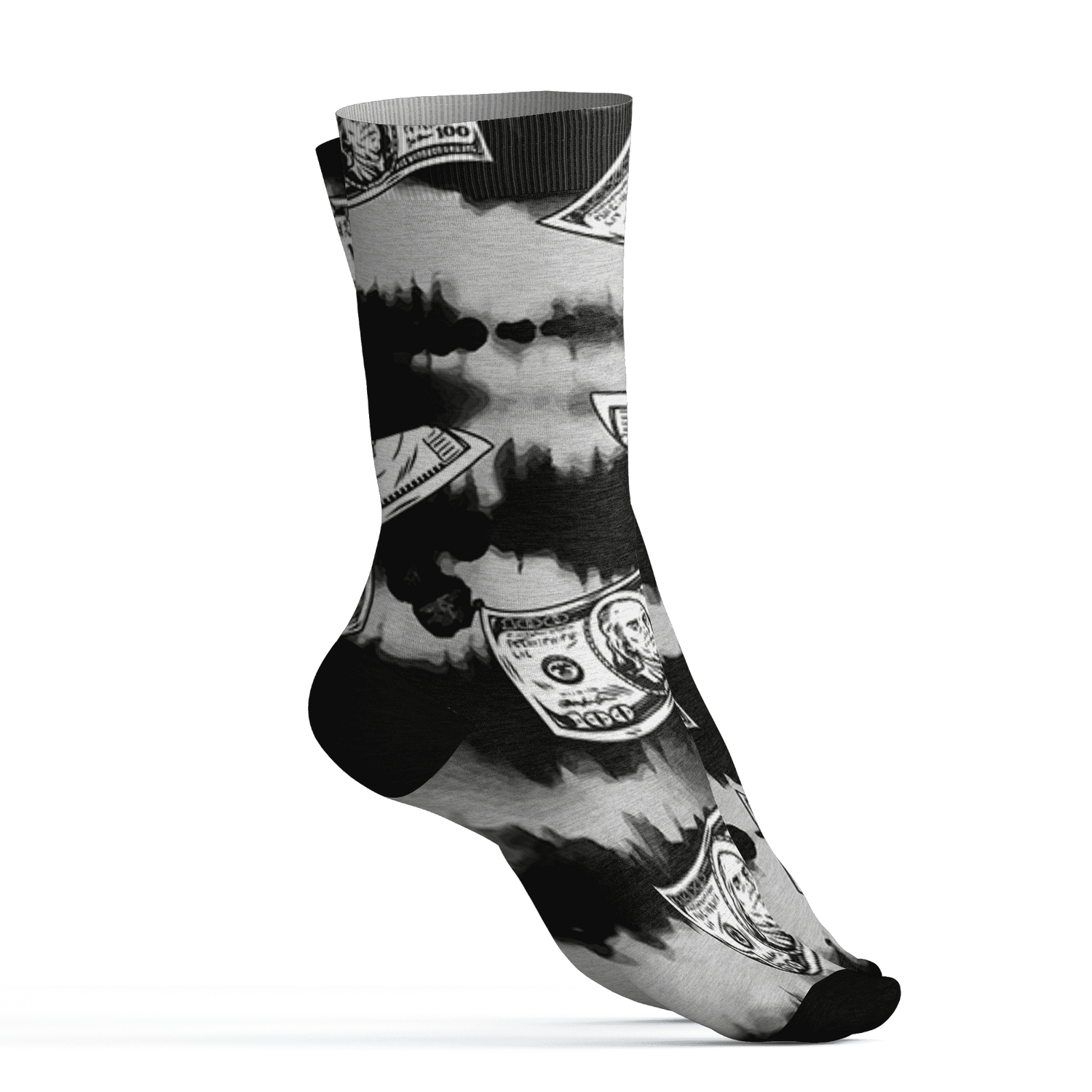 Retro High OG Black White 1s Socks Match Paid In Full 3D All-Over Print - NastyJamz