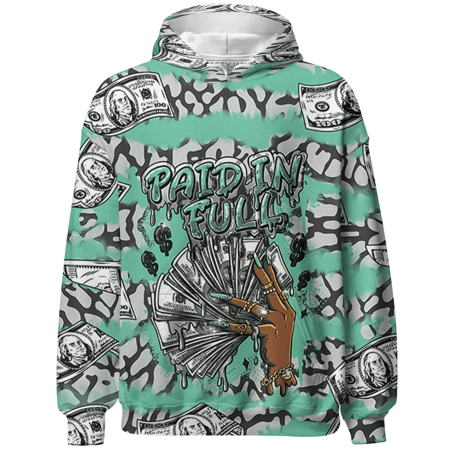 Green Glow 3s Hoodie Match Paid In Full 3D All-Over Print - NastyJamz