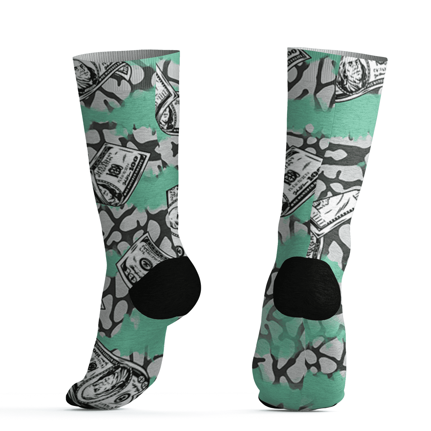 Green Glow 3s Socks Match Paid In Full 3D All-Over Print - NastyJamz