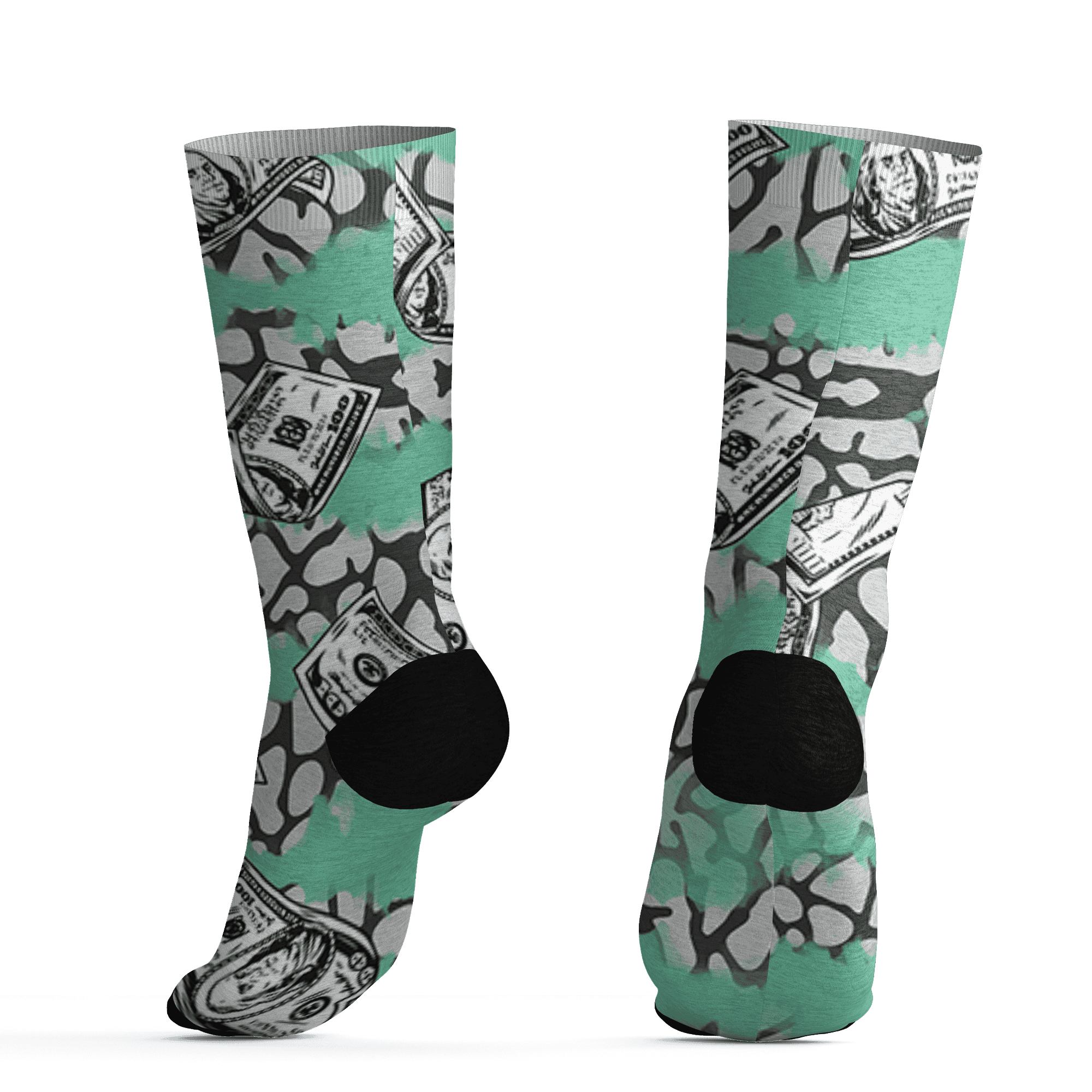 Green Glow 3s Socks Match Paid In Full 3D All-Over Print - NastyJamz