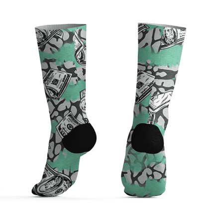 Green Glow 3s Socks Match Paid In Full 3D All-Over Print - NastyJamz