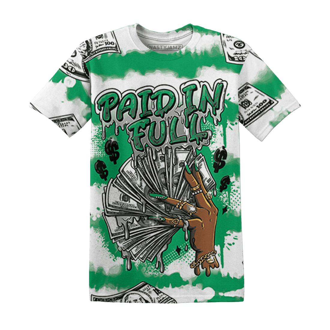 Lucky Green 5s T Shirt Match Paid In Full 3D All-Over Print - NastyJamz