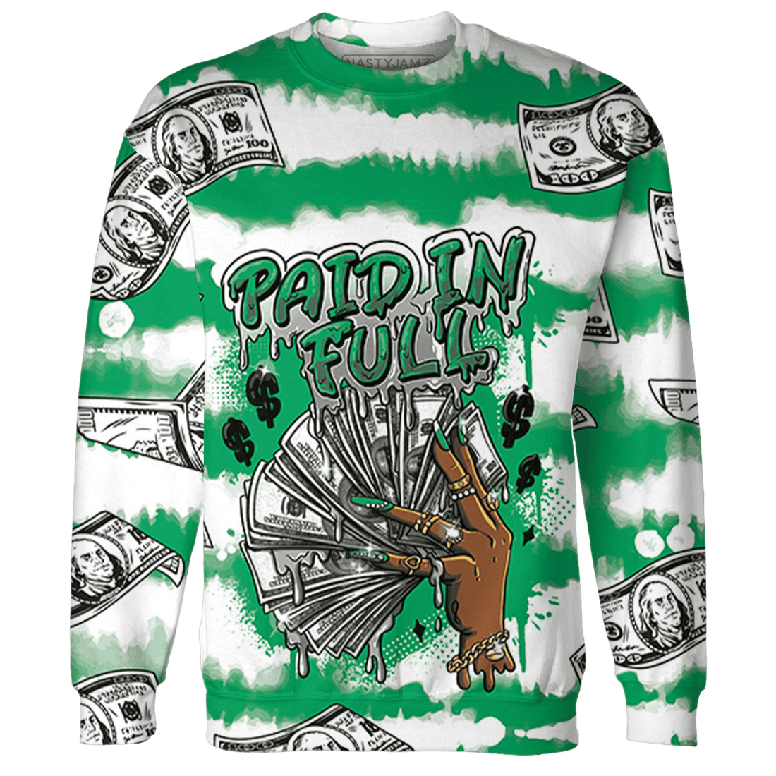 Lucky Green 5s Sweatshirt Match Paid In Full 3D All-Over Print - NastyJamz