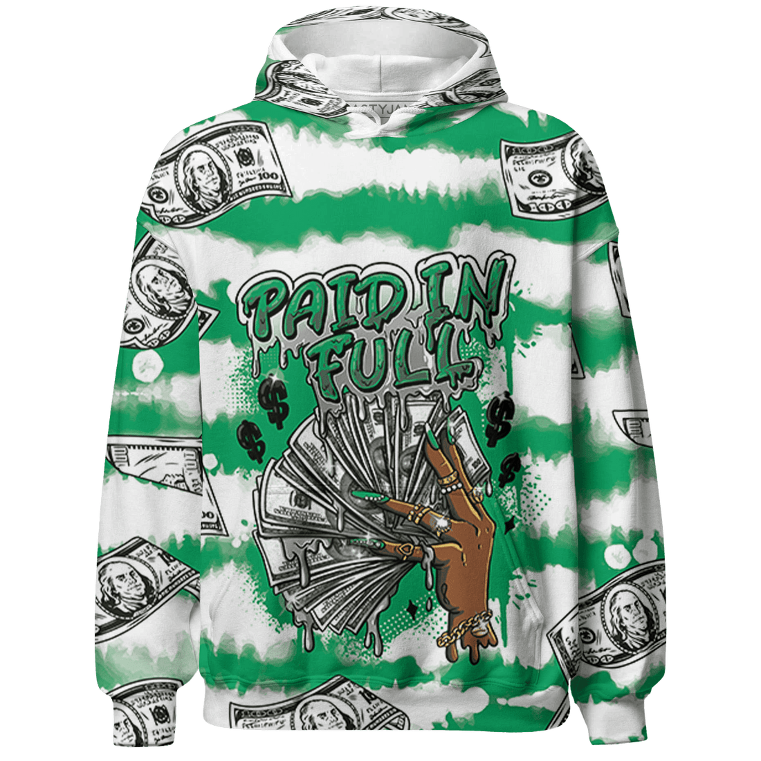 Lucky Green 5s Hoodie Match Paid In Full 3D All-Over Print - NastyJamz