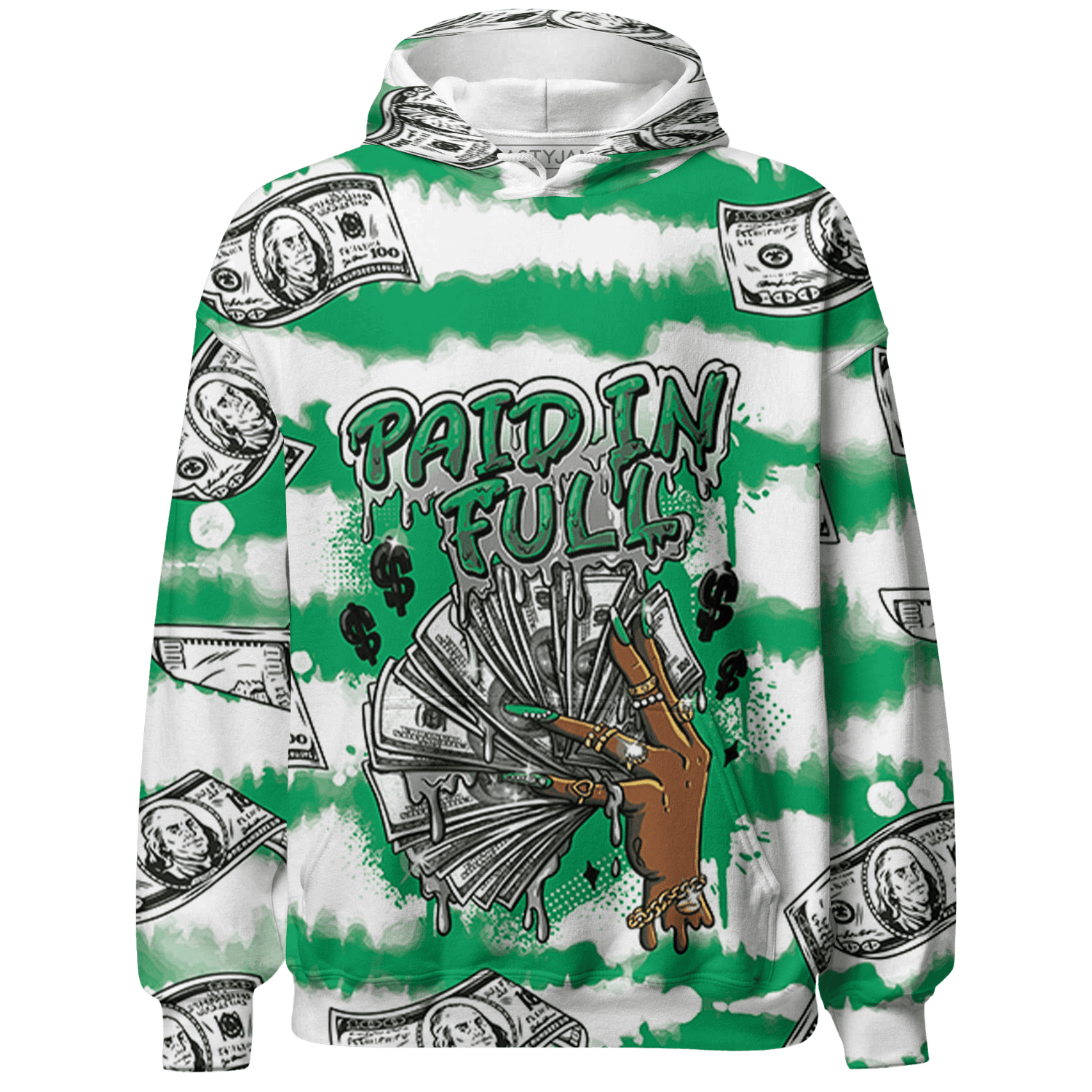 Lucky Green 5s Hoodie Match Paid In Full 3D All-Over Print - NastyJamz