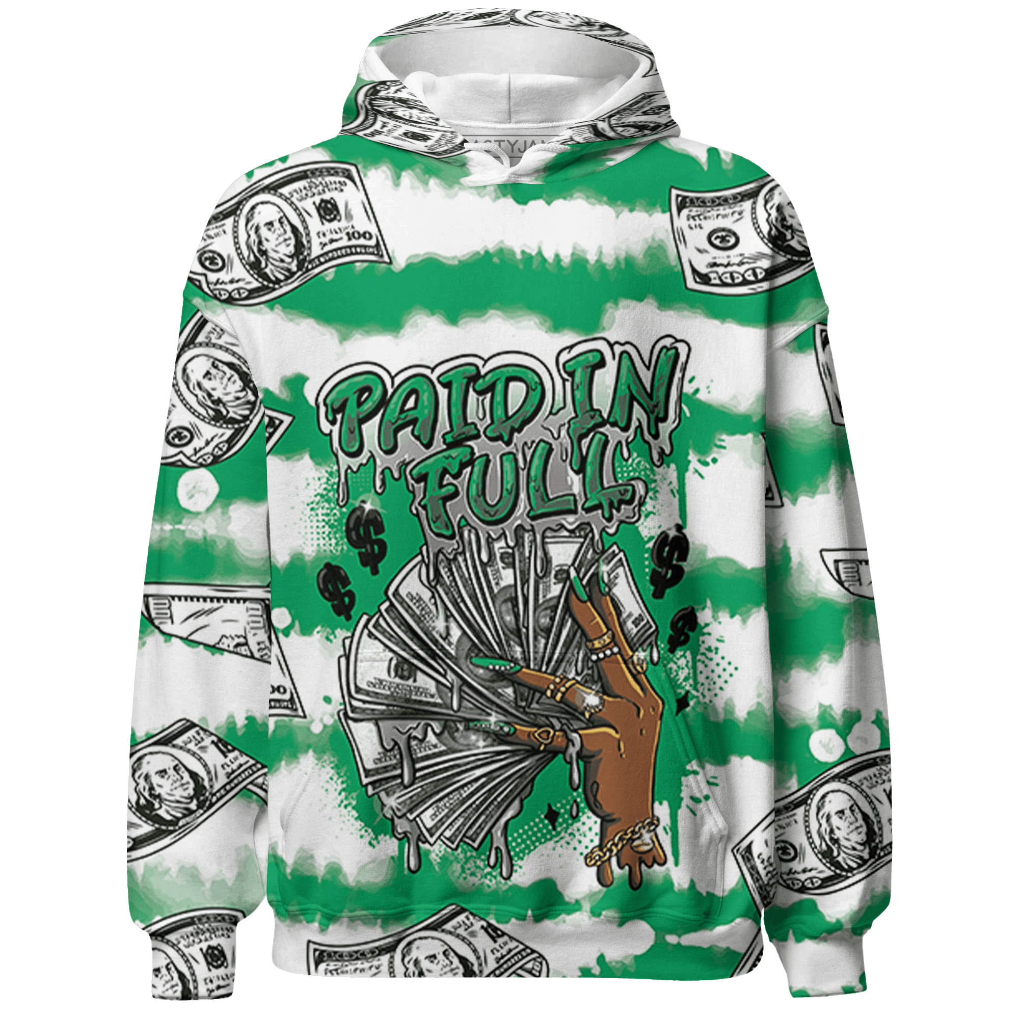 Lucky Green 5s Hoodie Match Paid In Full 3D All-Over Print - NastyJamz