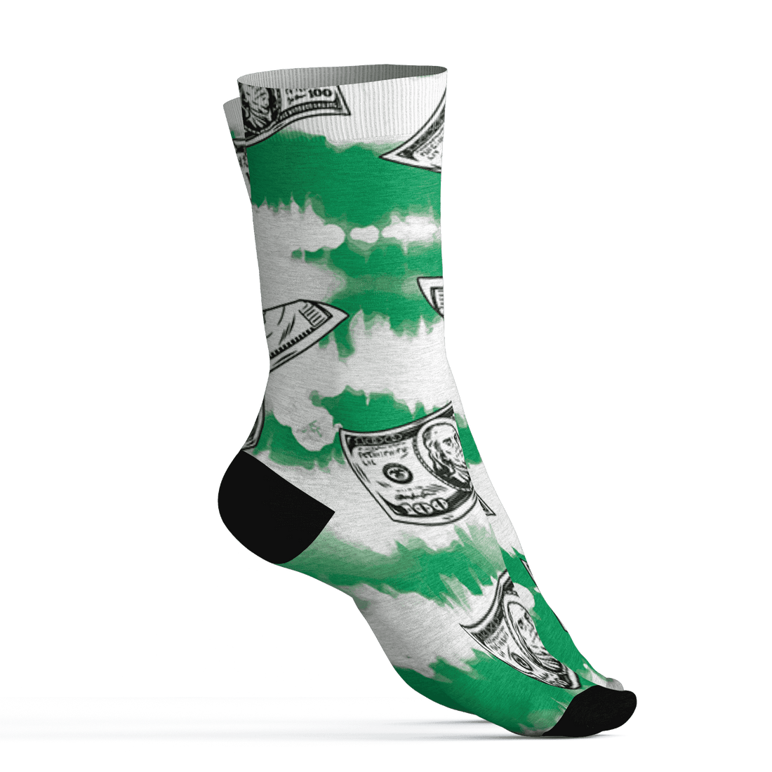 Lucky Green 5s Socks Match Paid In Full 3D All-Over Print - NastyJamz