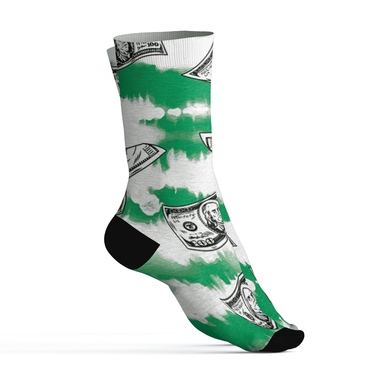 Lucky Green 5s Socks Match Paid In Full 3D All-Over Print - NastyJamz