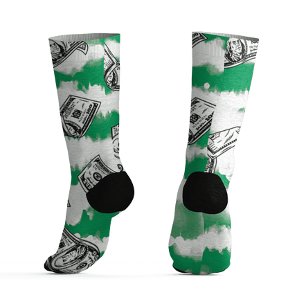 Lucky Green 5s Socks Match Paid In Full 3D All-Over Print - NastyJamz