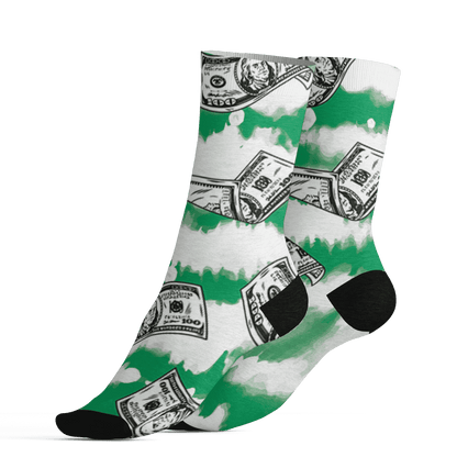 Lucky Green 5s Socks Match Paid In Full 3D All-Over Print - NastyJamz