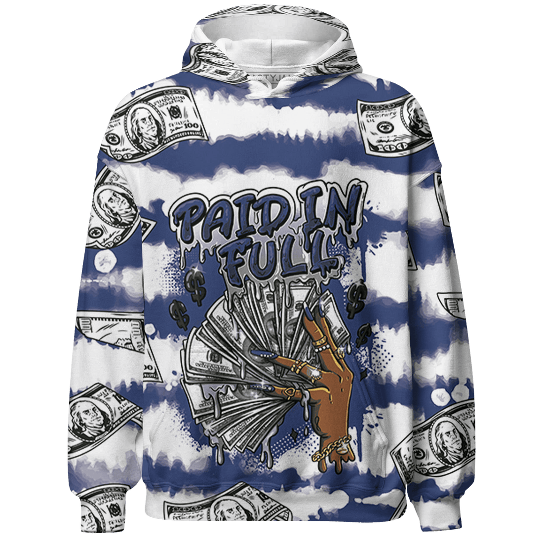 Midnight Navy 5s Hoodie Match Paid In Full 3D All-Over Print - NastyJamz