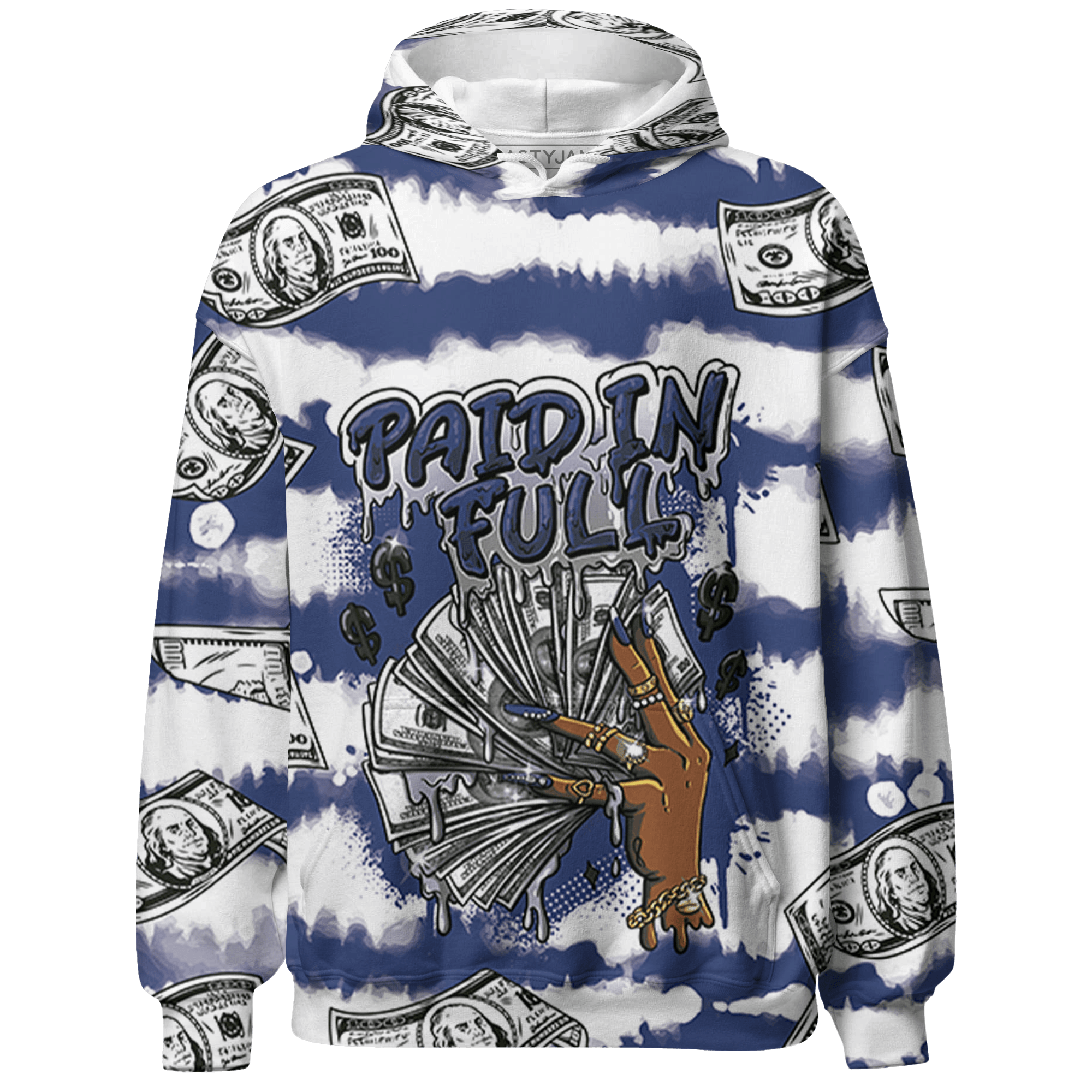 Midnight Navy 5s Hoodie Match Paid In Full 3D All-Over Print - NastyJamz