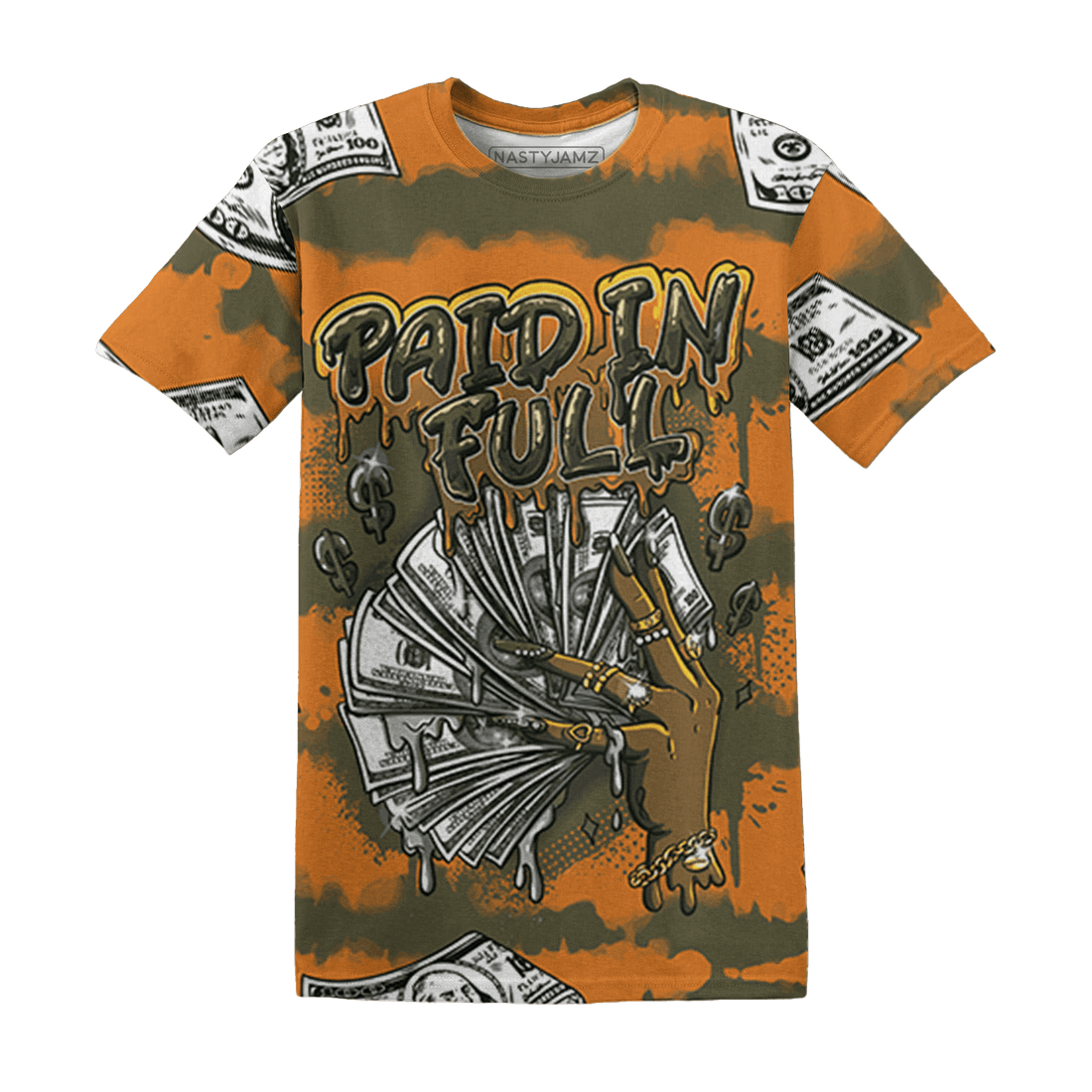 Olive 5s T Shirt Match Paid In Full 3D All-Over Print - NastyJamz