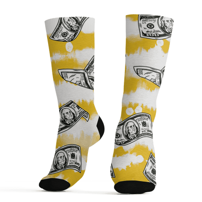 Yellow Ochre 6s Socks Match Paid In Full 3D All-Over Print - NastyJamz