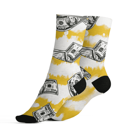 Yellow Ochre 6s Socks Match Paid In Full 3D All-Over Print - NastyJamz