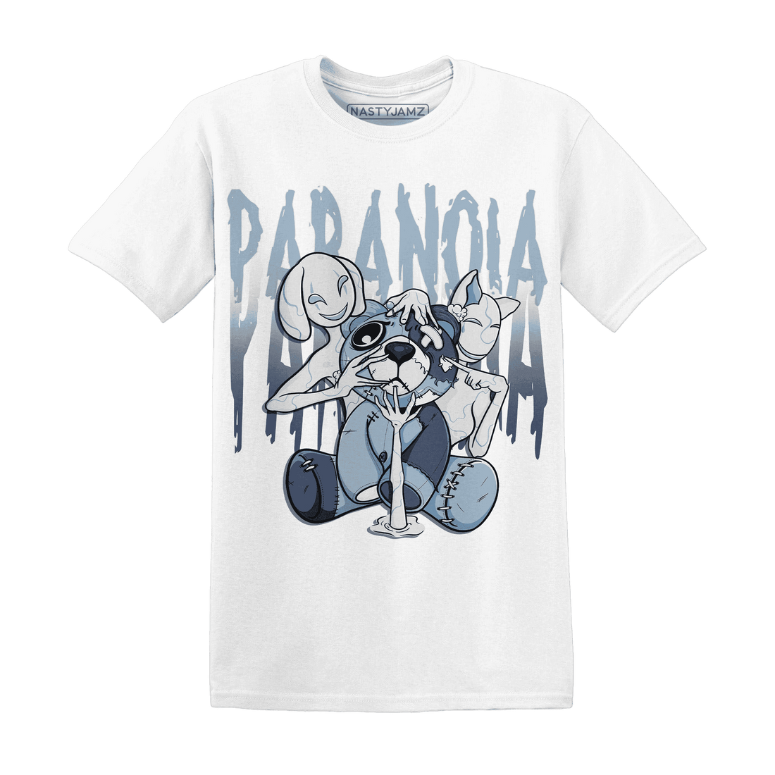 Mid Diffused Blue Grey 1s T Shirt Match Paranoia BER - NastyJamz