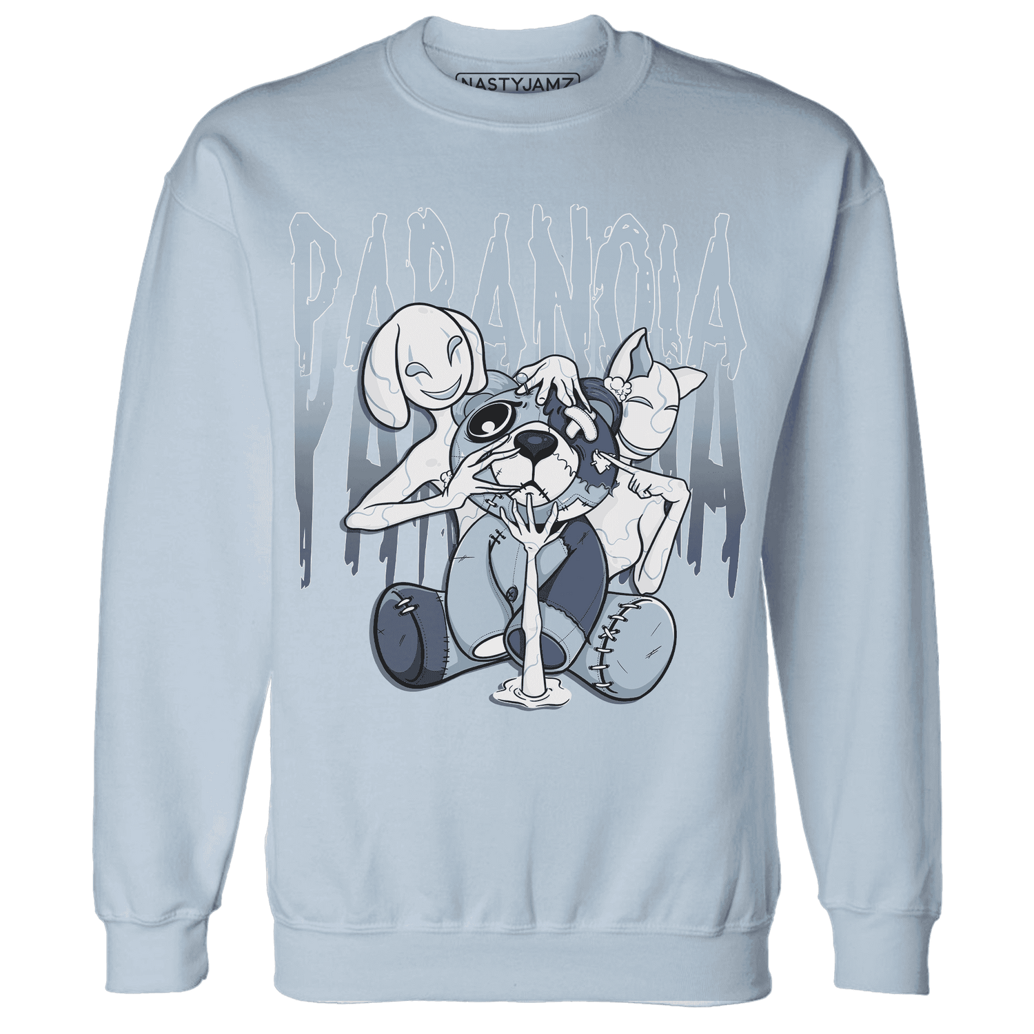 Mid Diffused Blue Grey 1s Sweatshirt Match Paranoia BER - NastyJamz