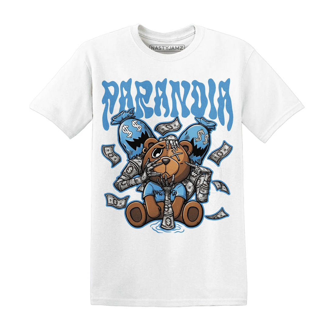 NastyJamz-Carolina-Blue-Univercitii-17s-T-Shirt-Match-Paranoia-Money-BER