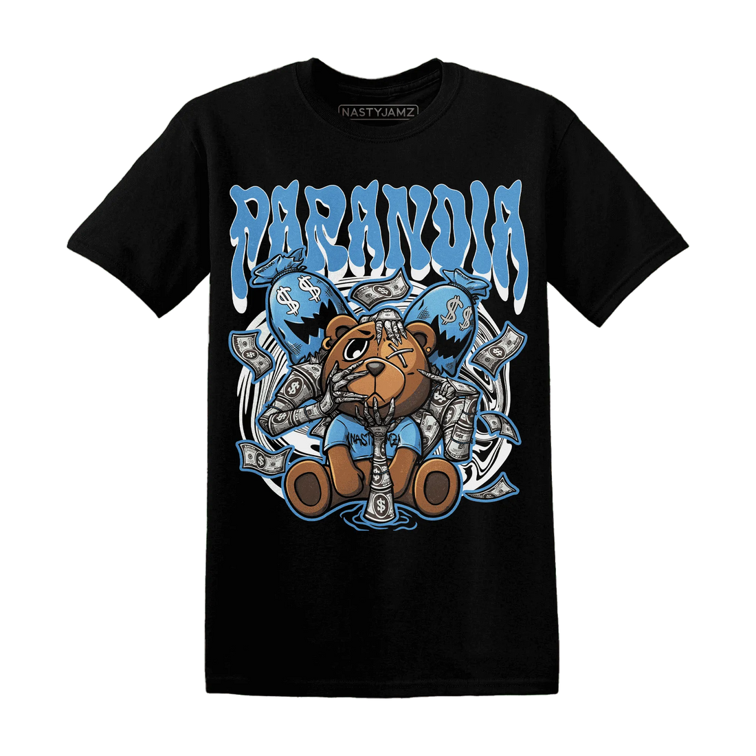 NastyJamz-Carolina-Blue-Univercitii-17s-T-Shirt-Match-Paranoia-Money-BER