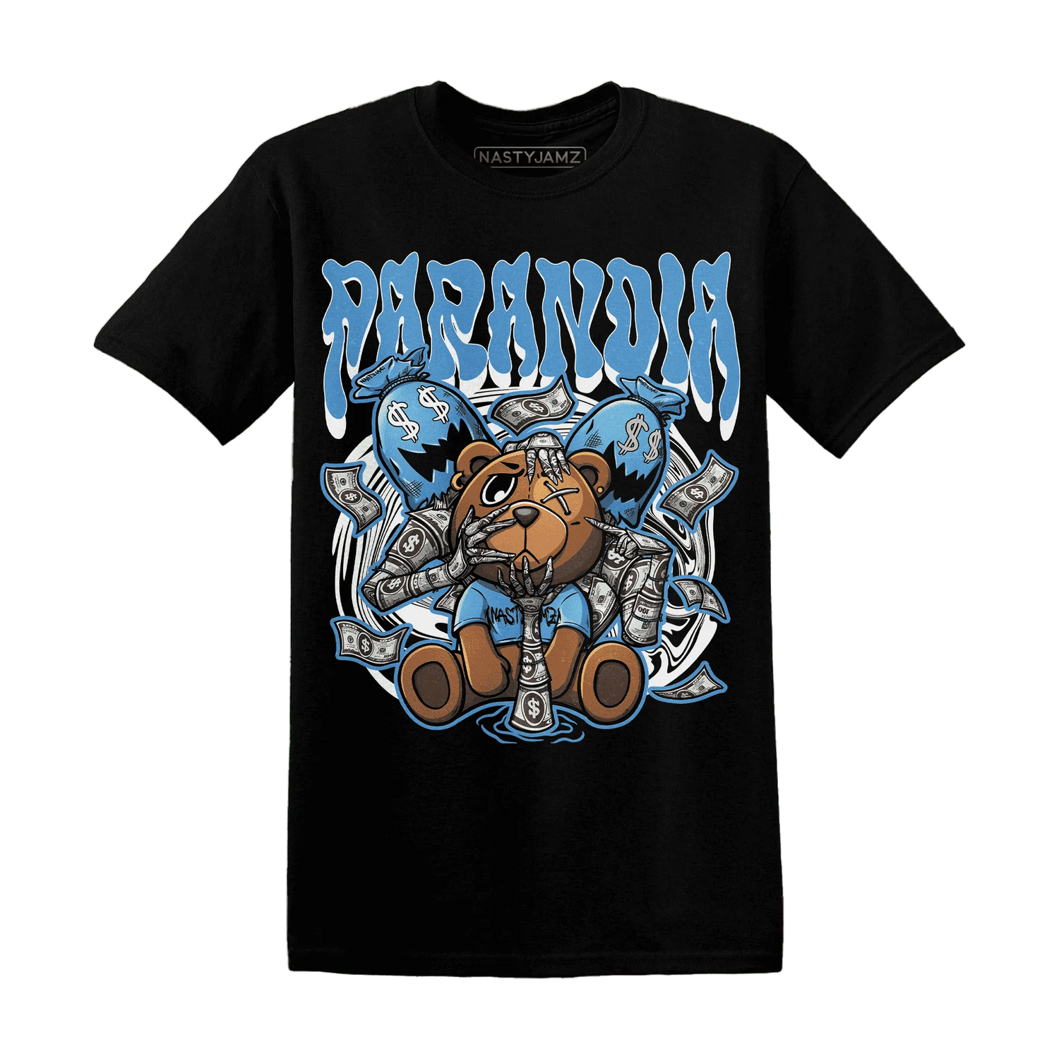 NastyJamz-Carolina-Blue-Univercitii-17s-T-Shirt-Match-Paranoia-Money-BER