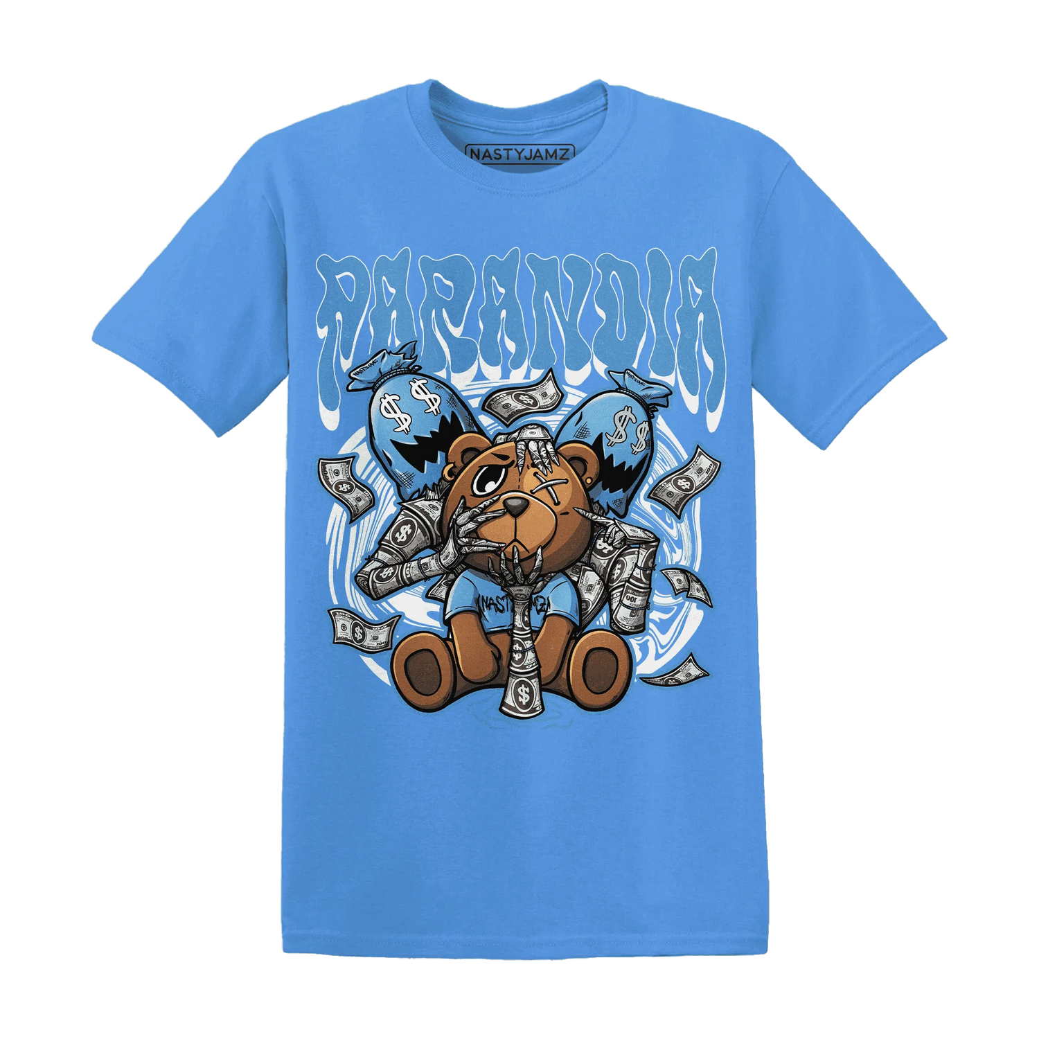 NastyJamz-Carolina-Blue-Univercitii-17s-T-Shirt-Match-Paranoia-Money-BER
