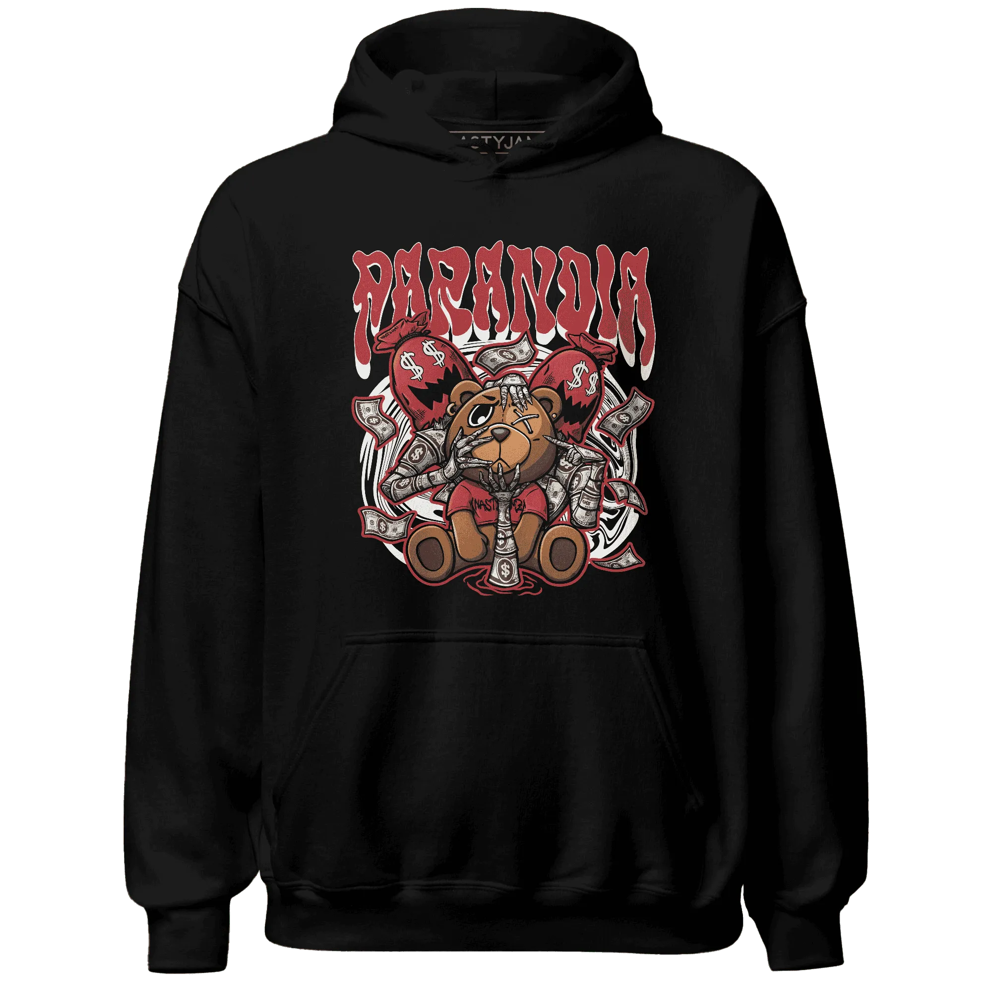 Black-Toe-Reimagined-Red-White-1s-NastyJamz-Hoodie-Match-Paranoia-Money-BER