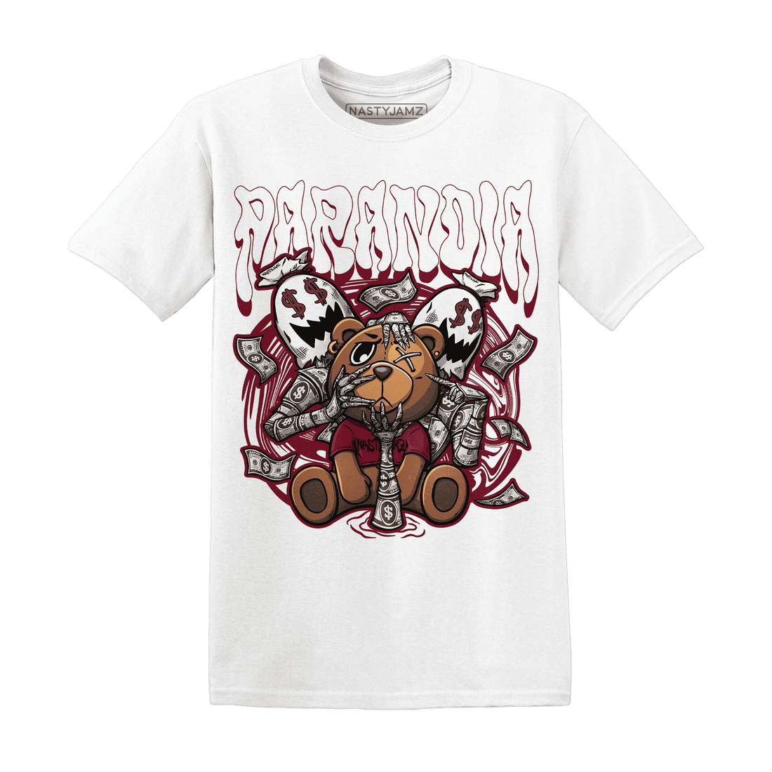 High White Team Red 1s T Shirt Match Paranoia Money BER - NastyJamz
