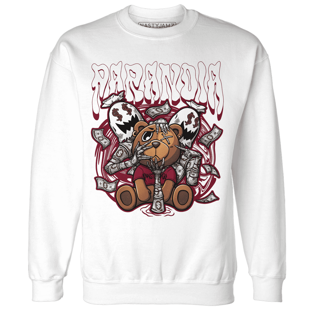 High White Team Red 1s Sweatshirt Match Paranoia Money BER - NastyJamz