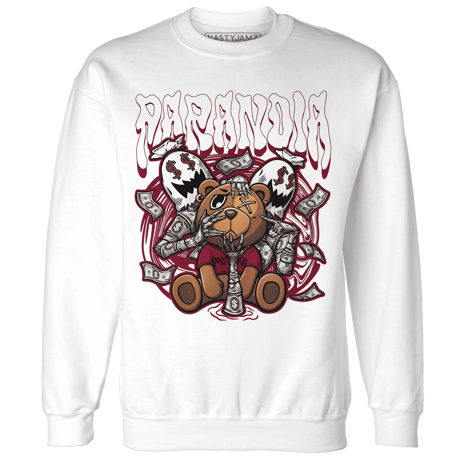High White Team Red 1s Sweatshirt Match Paranoia Money BER - NastyJamz