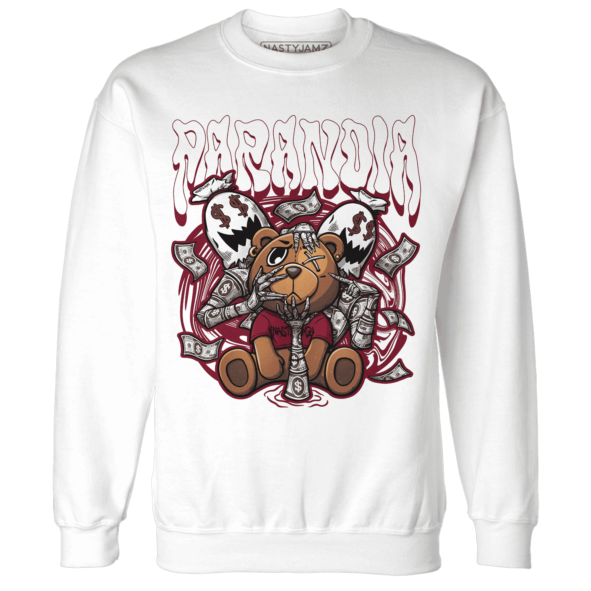 High White Team Red 1s Sweatshirt Match Paranoia Money BER - NastyJamz