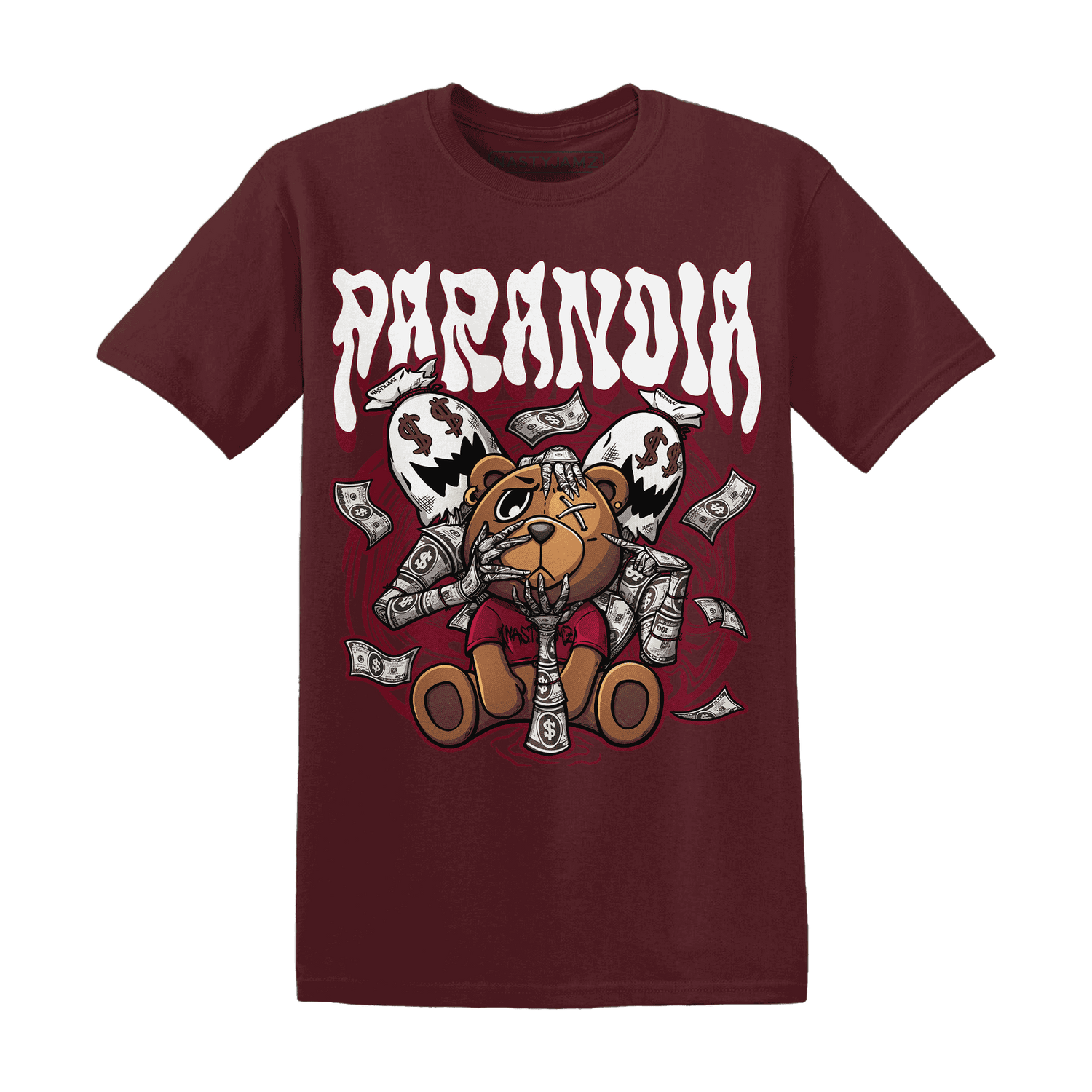 High White Team Red 1s T Shirt Match Paranoia Money BER - NastyJamz