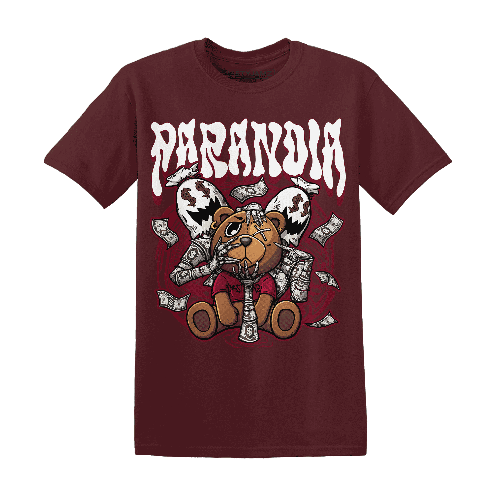 High White Team Red 1s T Shirt Match Paranoia Money BER - NastyJamz