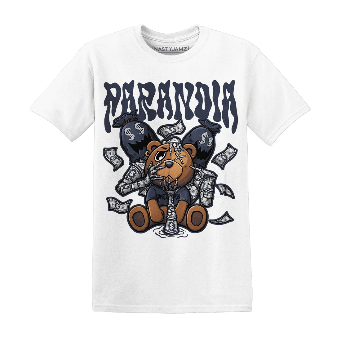 White-Navy-6s-T-Shirt-Match-Paranoia-Money-BER