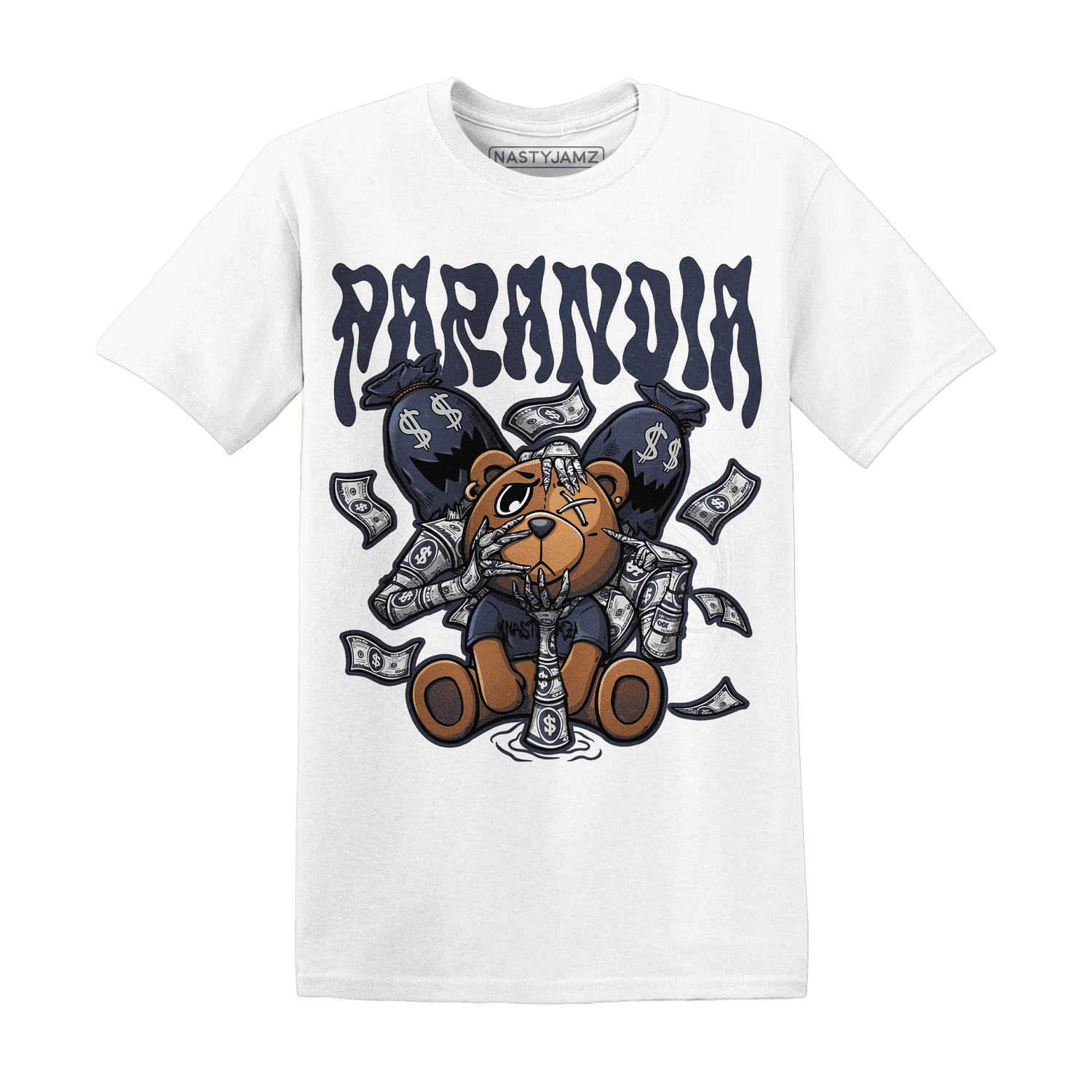 White-Navy-6s-T-Shirt-Match-Paranoia-Money-BER