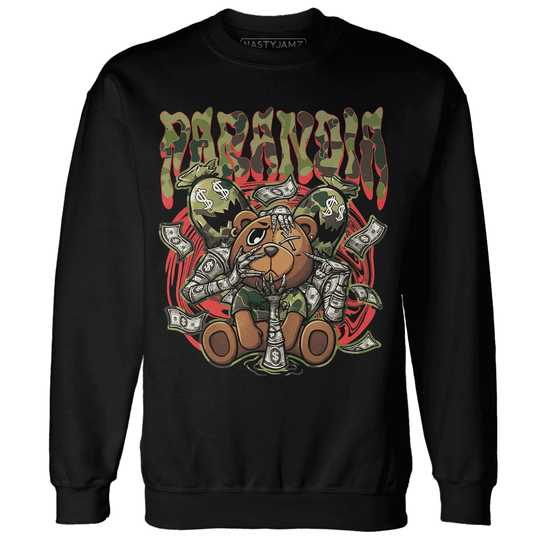 AM-90-Dark-Sage-Solar-Red-NastyJamz-Sweatshirt-Match-Paranoia-Money-BER