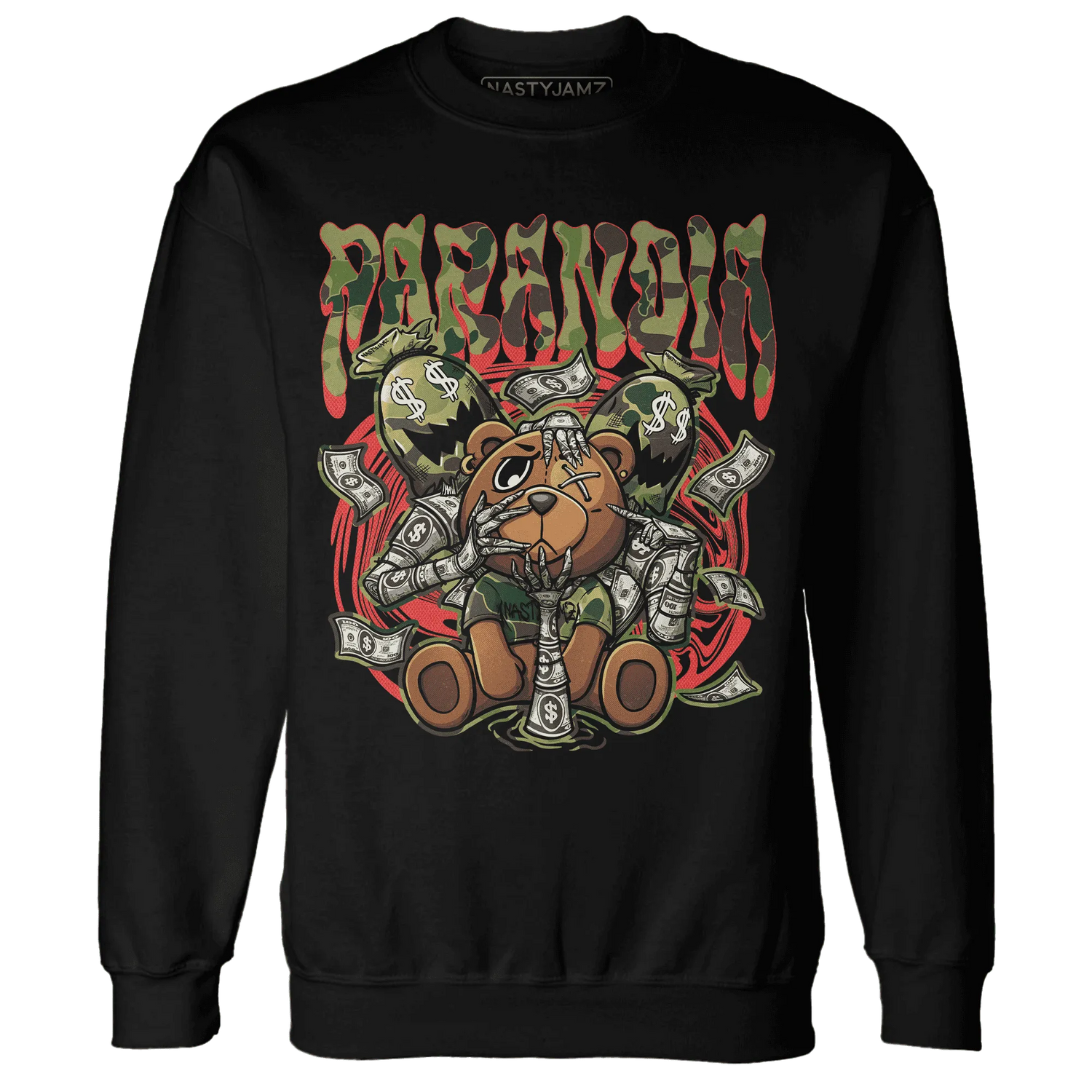 AM-90-Dark-Sage-Solar-Red-NastyJamz-Sweatshirt-Match-Paranoia-Money-BER
