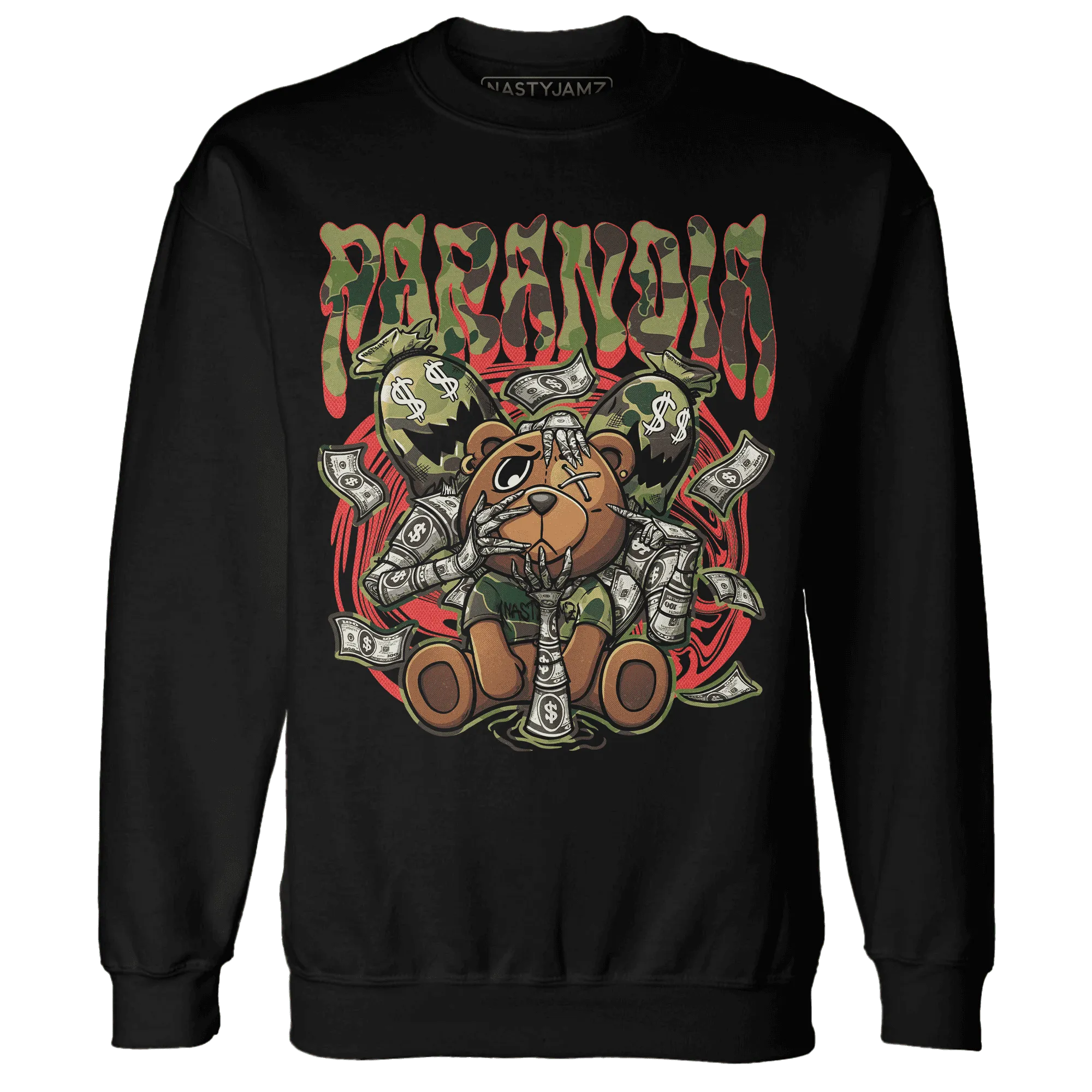 AM-90-Dark-Sage-Solar-Red-NastyJamz-Sweatshirt-Match-Paranoia-Money-BER