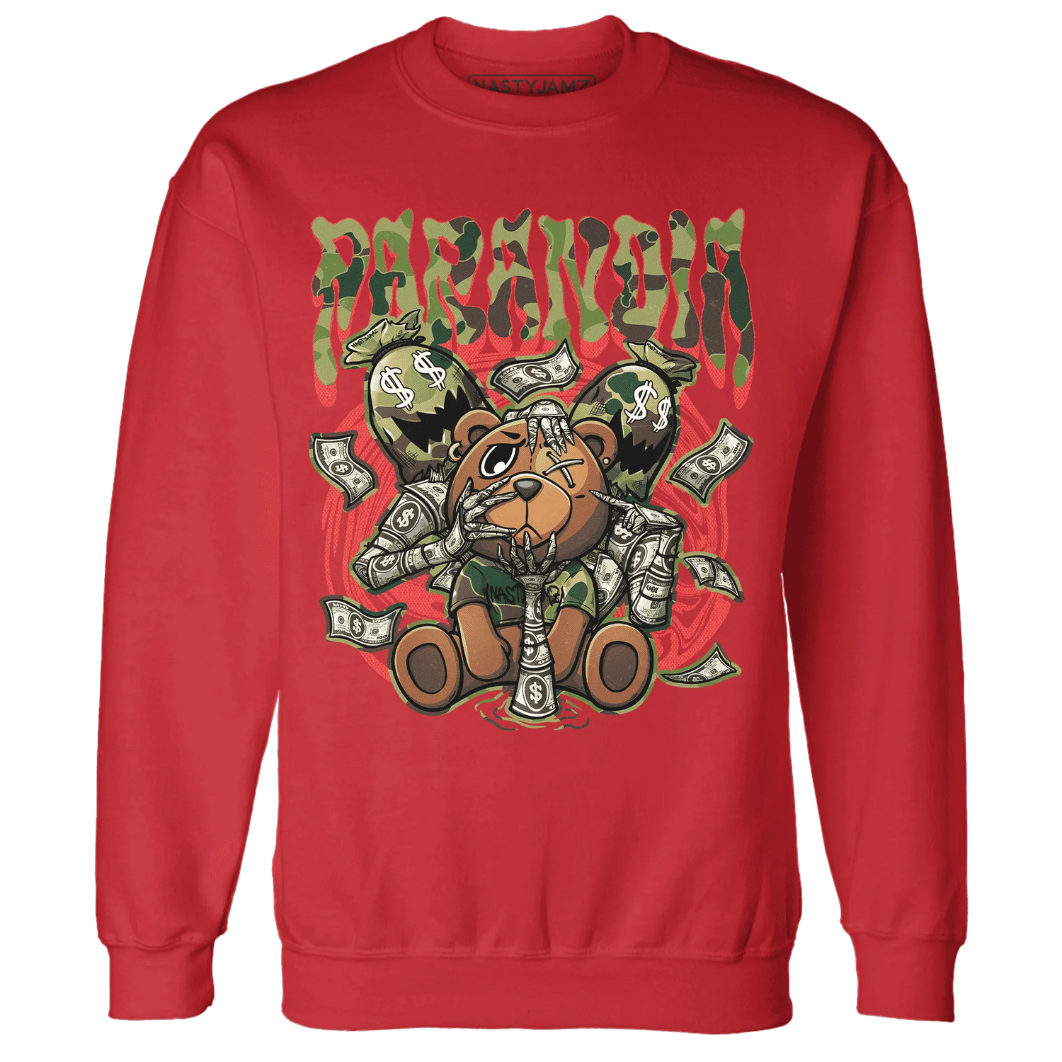 AM-90-Dark-Sage-Solar-Red-NastyJamz-Sweatshirt-Match-Paranoia-Money-BER