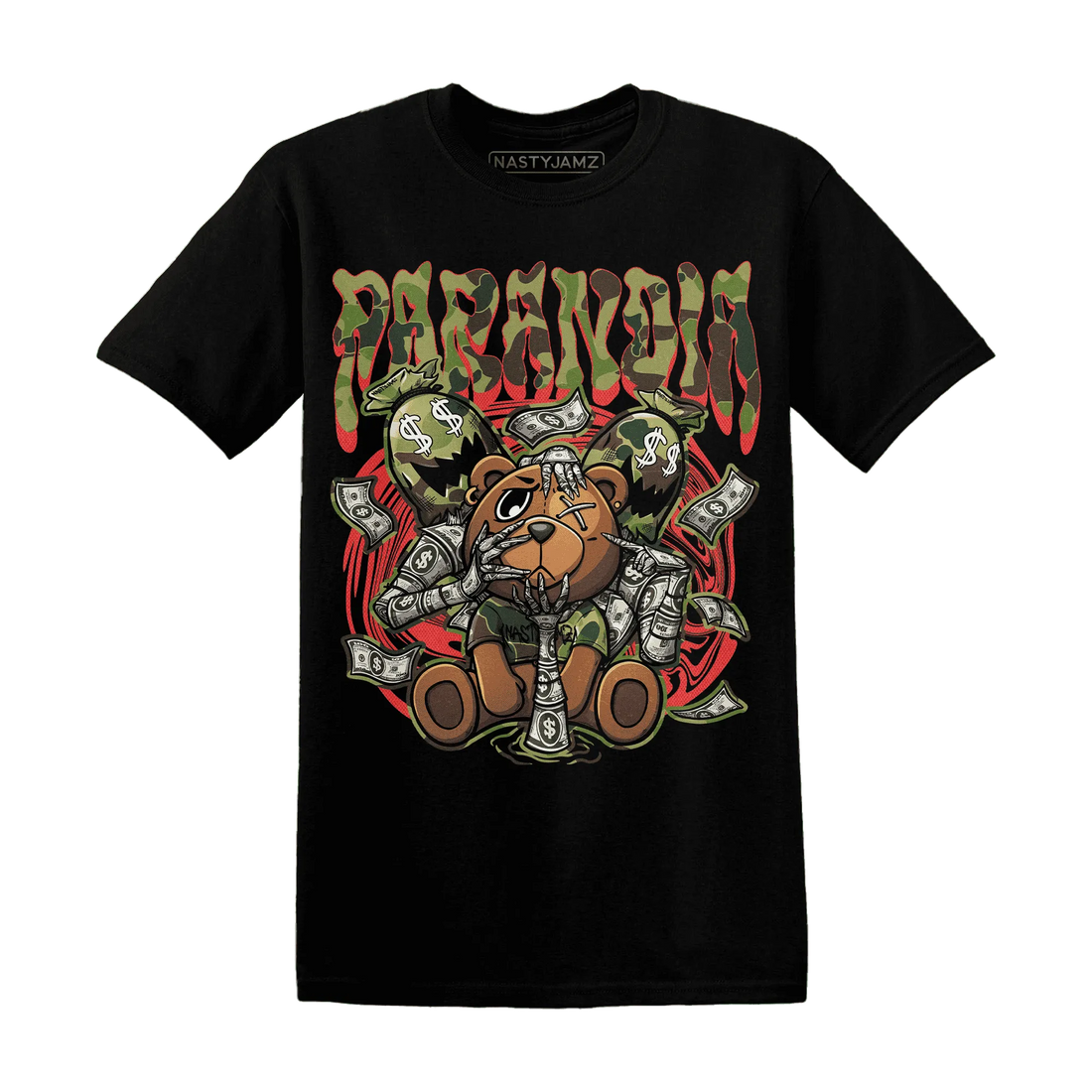 AM-90-Dark-Sage-Solar-Red-NastyJamz-T-Shirt-Match-Paranoia-Money-BER