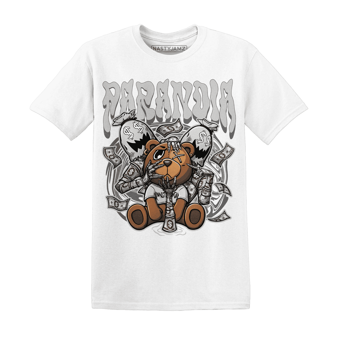Retro High OG Black White 1s T Shirt Match Paranoia Money BER - NastyJamz