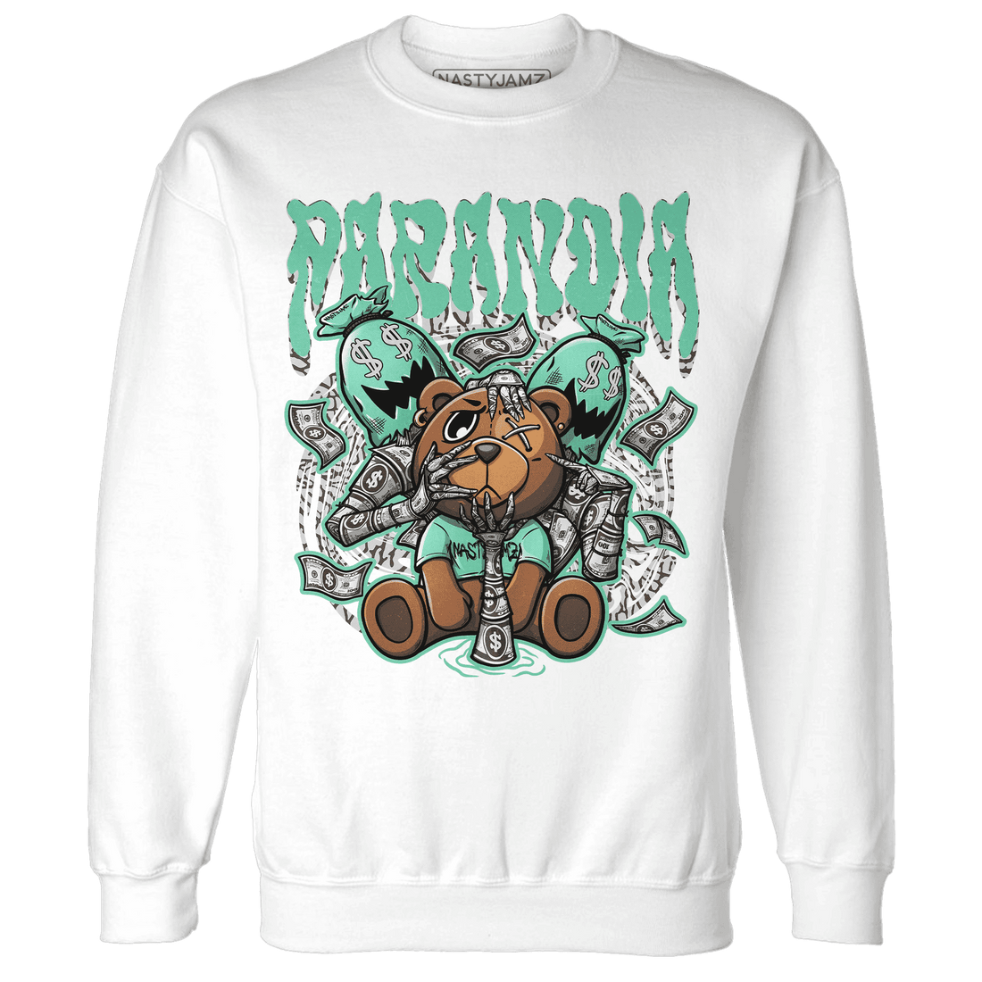 Green Glow 3s Sweatshirt Match Paranoia Money BER - NastyJamz