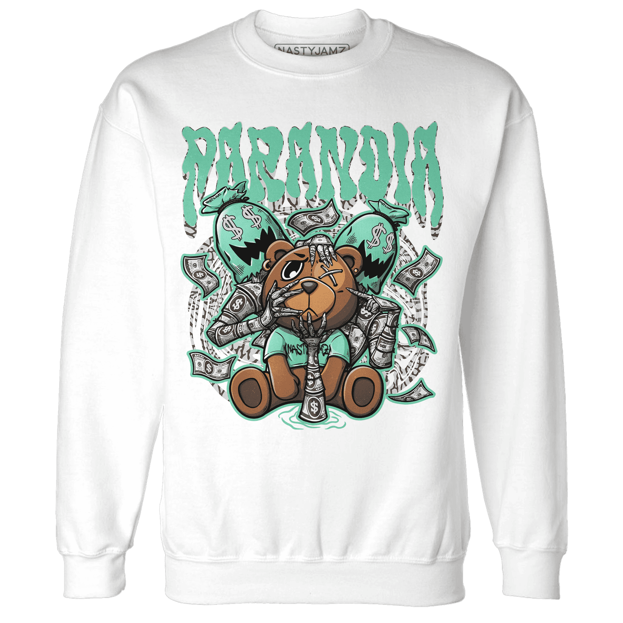 Green Glow 3s Sweatshirt Match Paranoia Money BER - NastyJamz