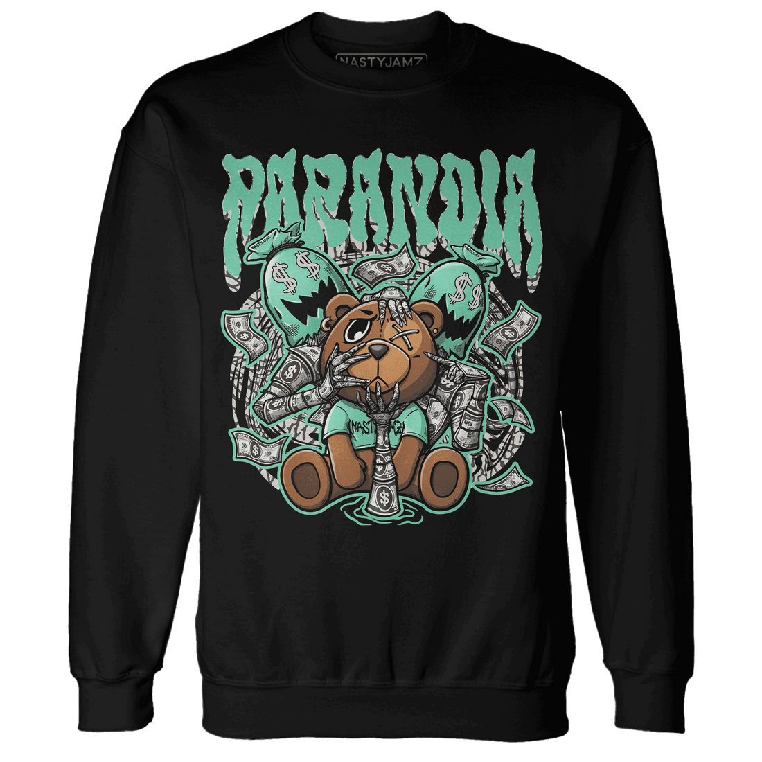 Green Glow 3s Sweatshirt Match Paranoia Money BER - NastyJamz