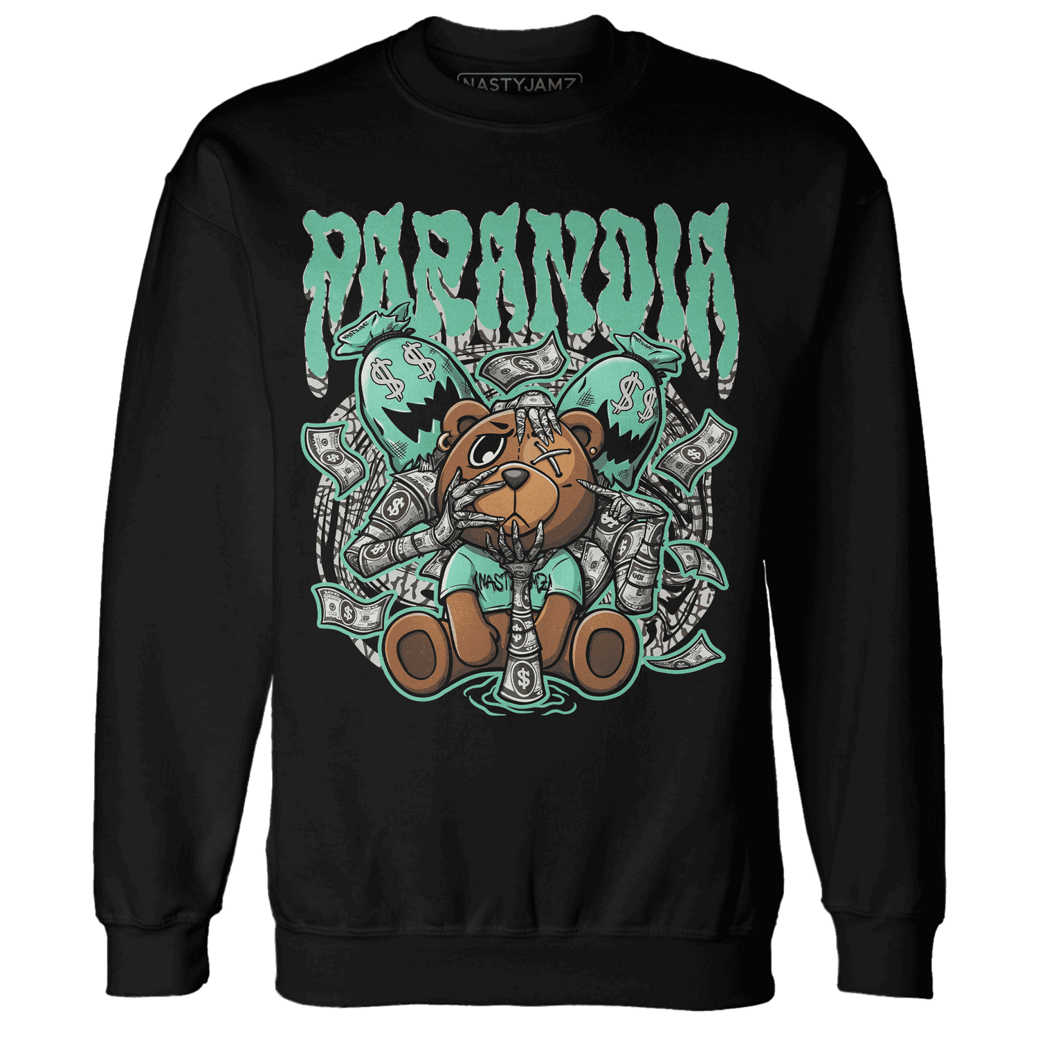Green Glow 3s Sweatshirt Match Paranoia Money BER - NastyJamz