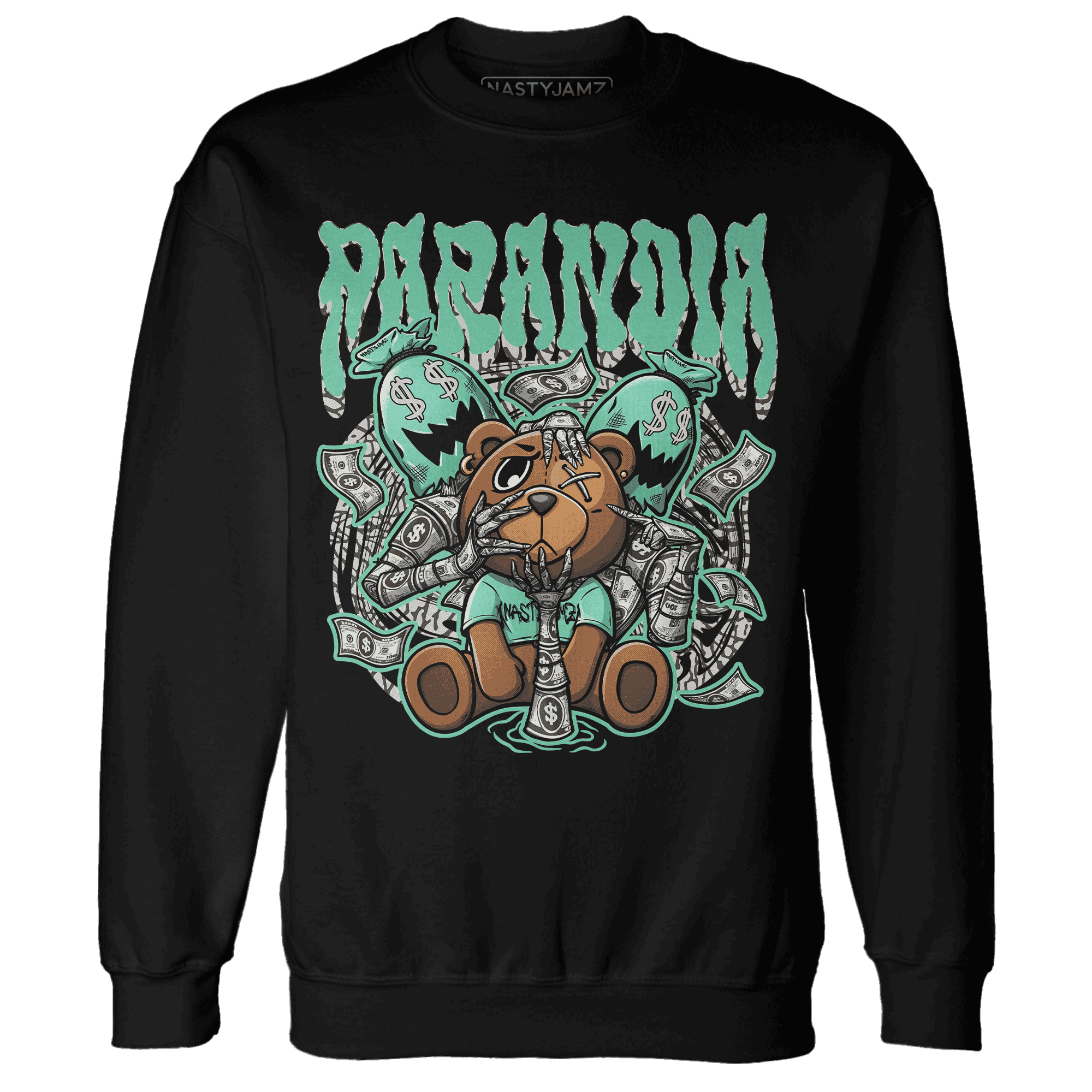 Green Glow 3s Sweatshirt Match Paranoia Money BER - NastyJamz