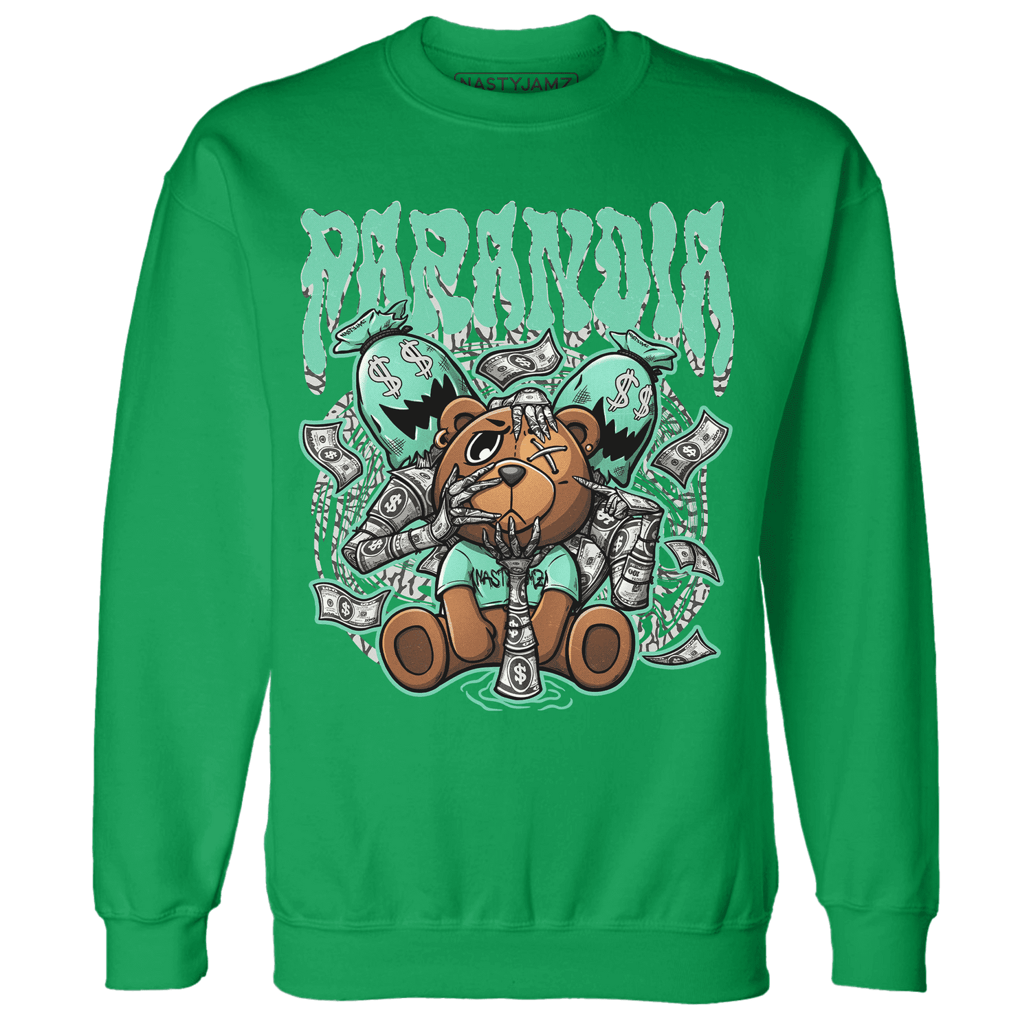 Green Glow 3s Sweatshirt Match Paranoia Money BER - NastyJamz